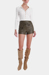 Karina Grimaldi Mona Vegan Leather Mini Shorts
