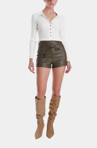 Karina Grimaldi Mona Vegan Leather Mini Shorts