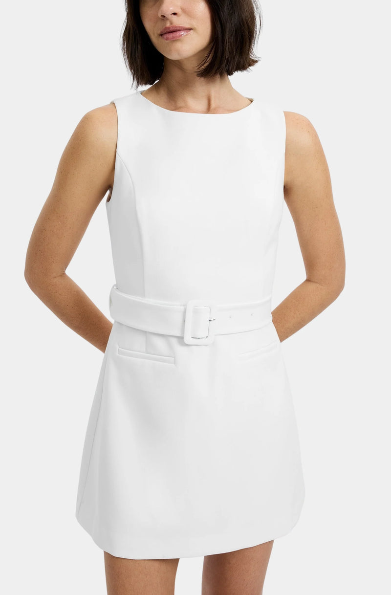 French Connection Azra Twill Belted Mini Dress in Summer White – Square-dclothing French Connection Azra Twill Belted Mini Dress in Summer White – Square-dclothing