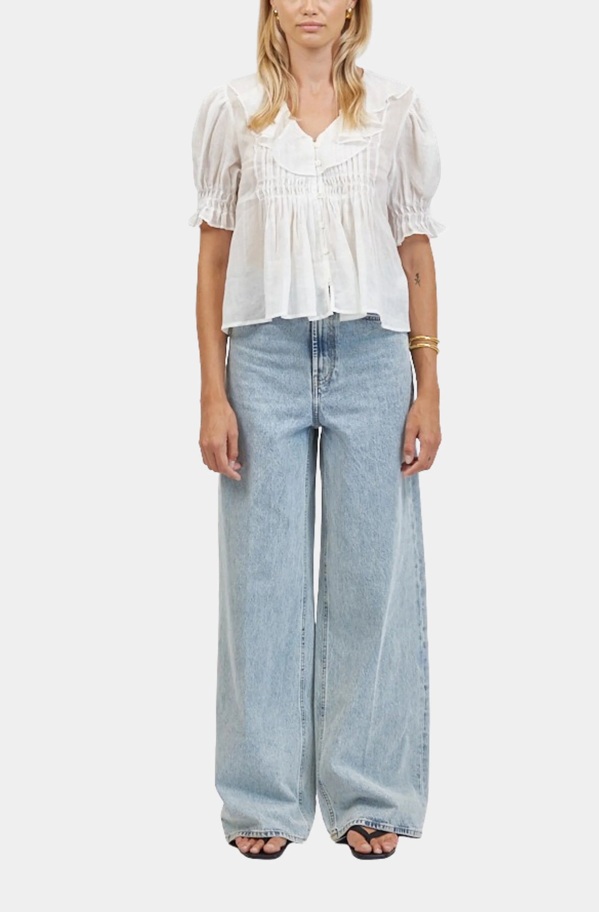 A.Ren Robine Ruffle Top in Off White