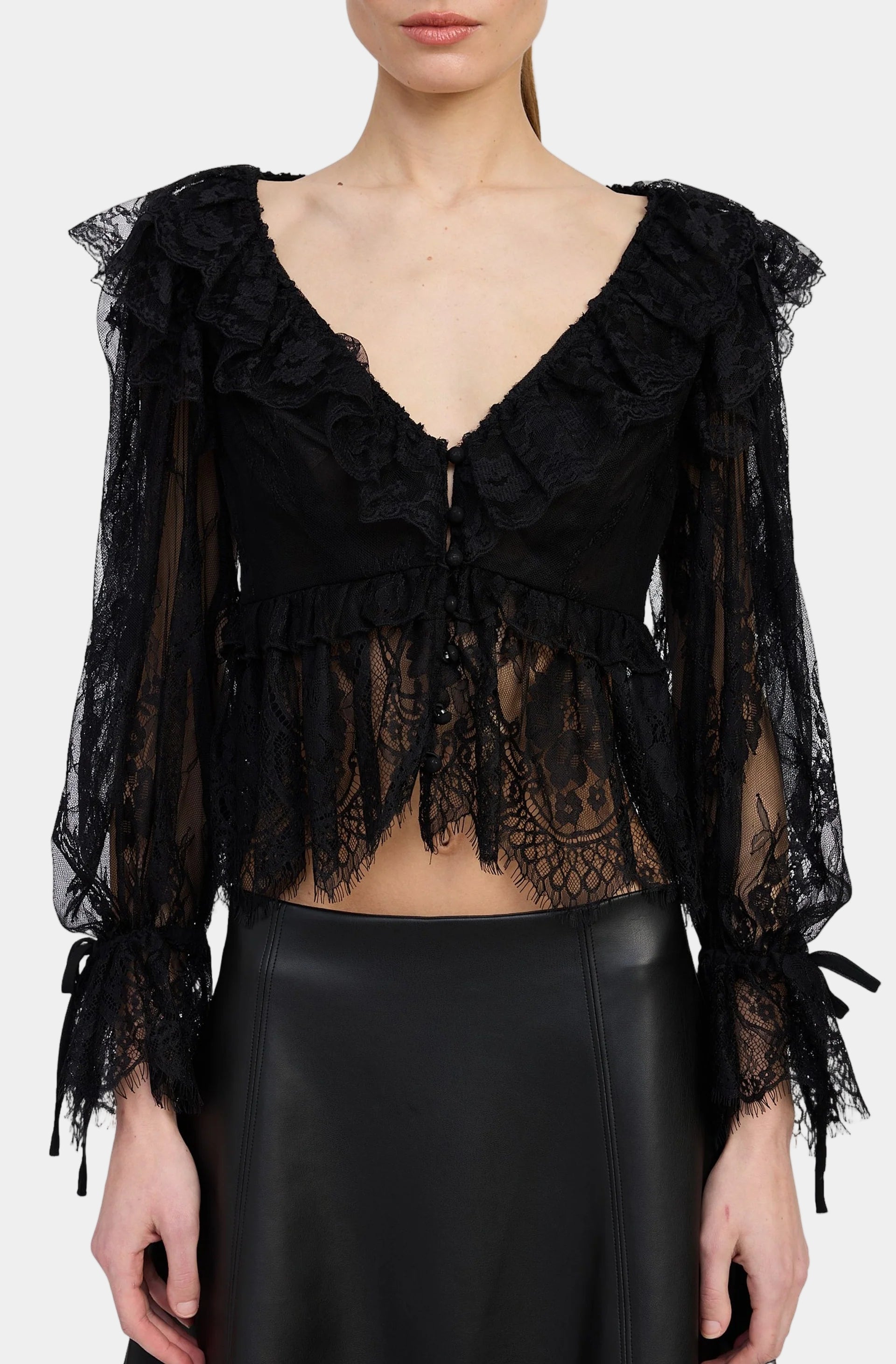 En Saison Peregrine Lace Peplum Top