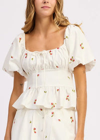 En Saison Strawberry Kiss Peplum Top