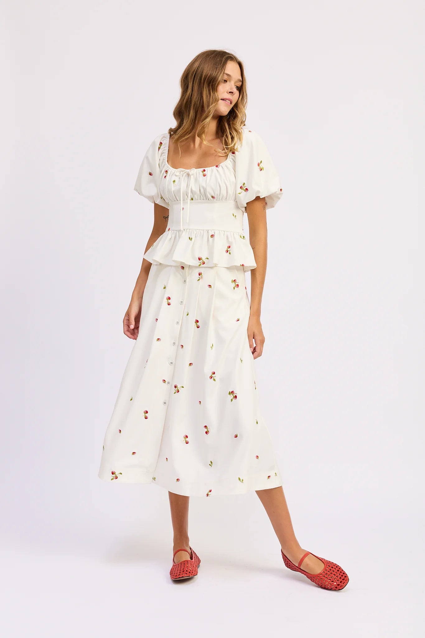 En Saison Strawberry Kiss Peplum Top