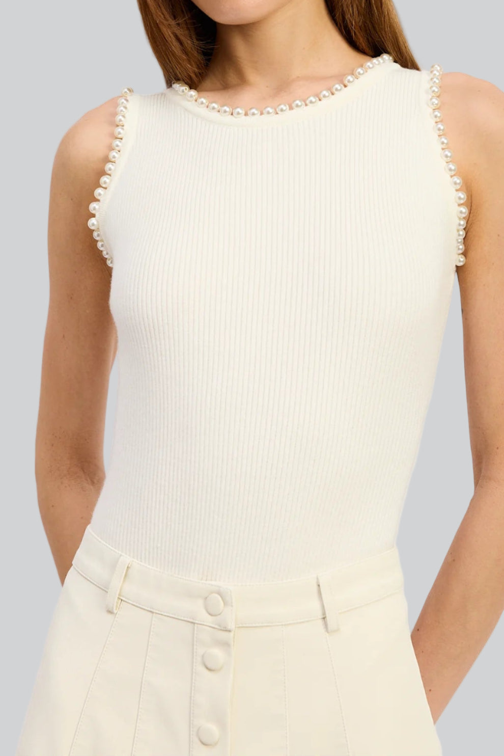 En Saison Roza Knit Bodysuit in Ecru