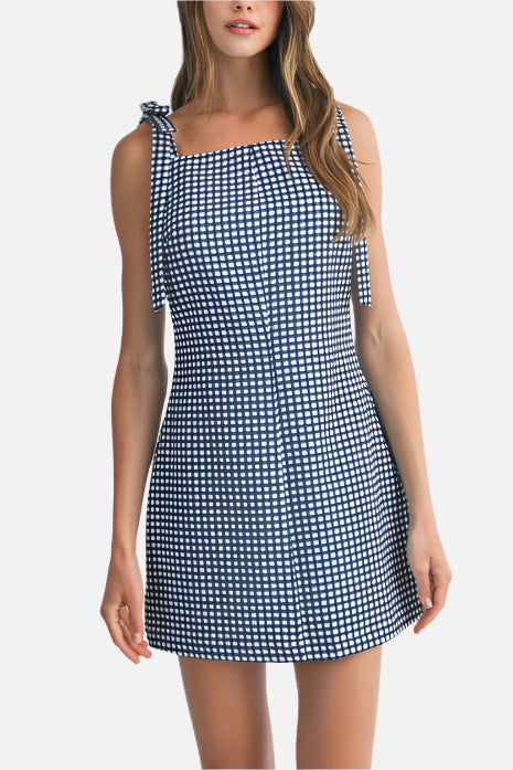 Edie Gingham Sleeveless Mini Dress