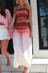 Dress To Multicolor Ties Crop Top & Maxi Skirt Set