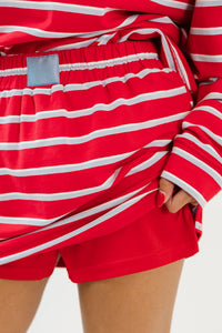 Mary Striped Sweatshirt & Mini Skort Set in Tomato/Baby Blue