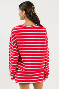 Mary Striped Sweatshirt & Mini Skort Set in Tomato/Baby Blue