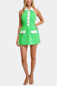 Amanda Uprichard Archer Skort Romper in Grass Ivory