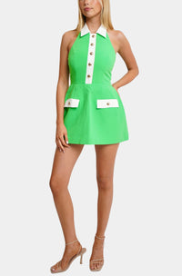 Amanda Uprichard Archer Skort Romper in Grass Ivory
