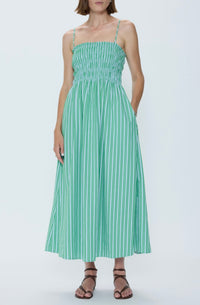 Pistola Bianca Dress in Green Blue Stripe