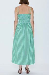 Pistola Bianca Dress in Green Blue Stripe