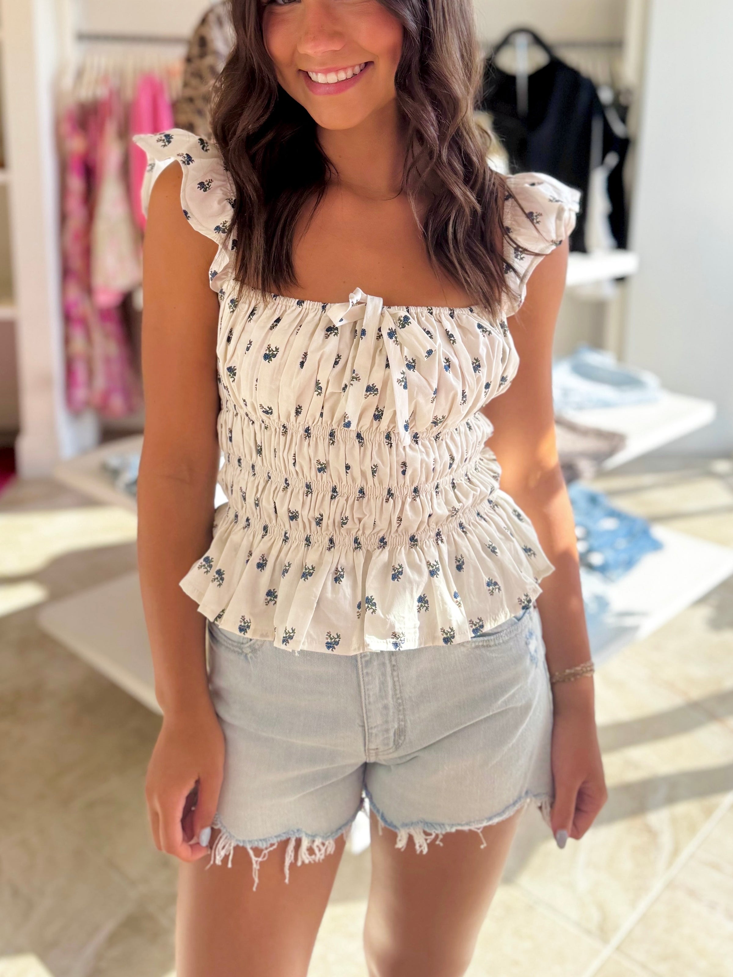 Lola Floral Printed Ruffle Top