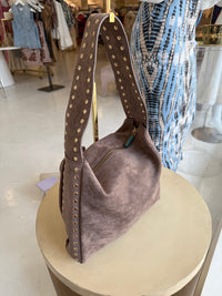 REMI/REID Pascal Studded Shoulder Bag in Dark Taupe