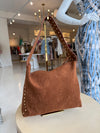 REMI/REID Pascal Studded Shoulder Bag in Rust