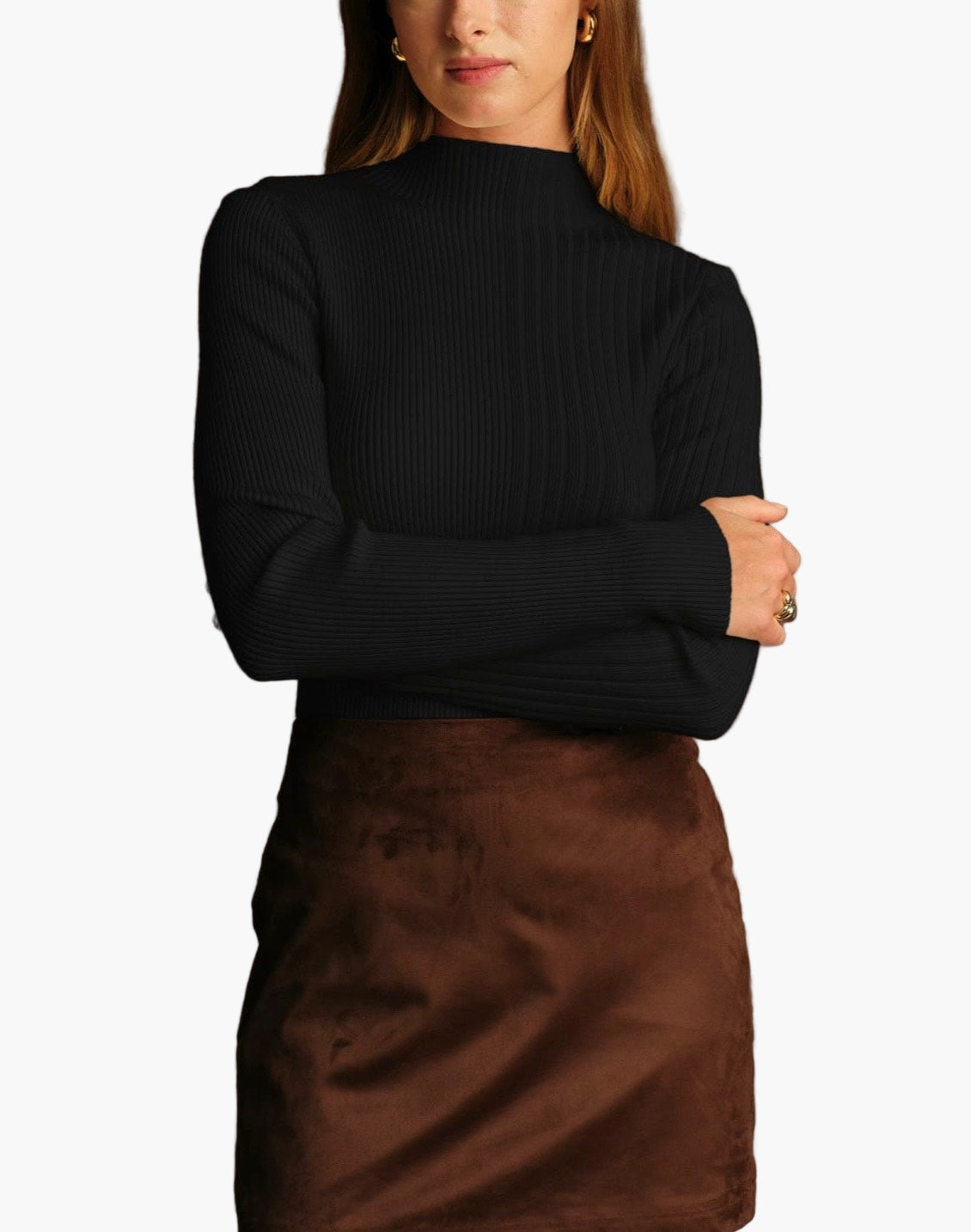 Deluc Nate Funnel Neck Sweater in Black