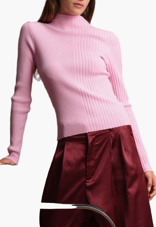 Deluc Nate Funnel Neck Sweater in Pink