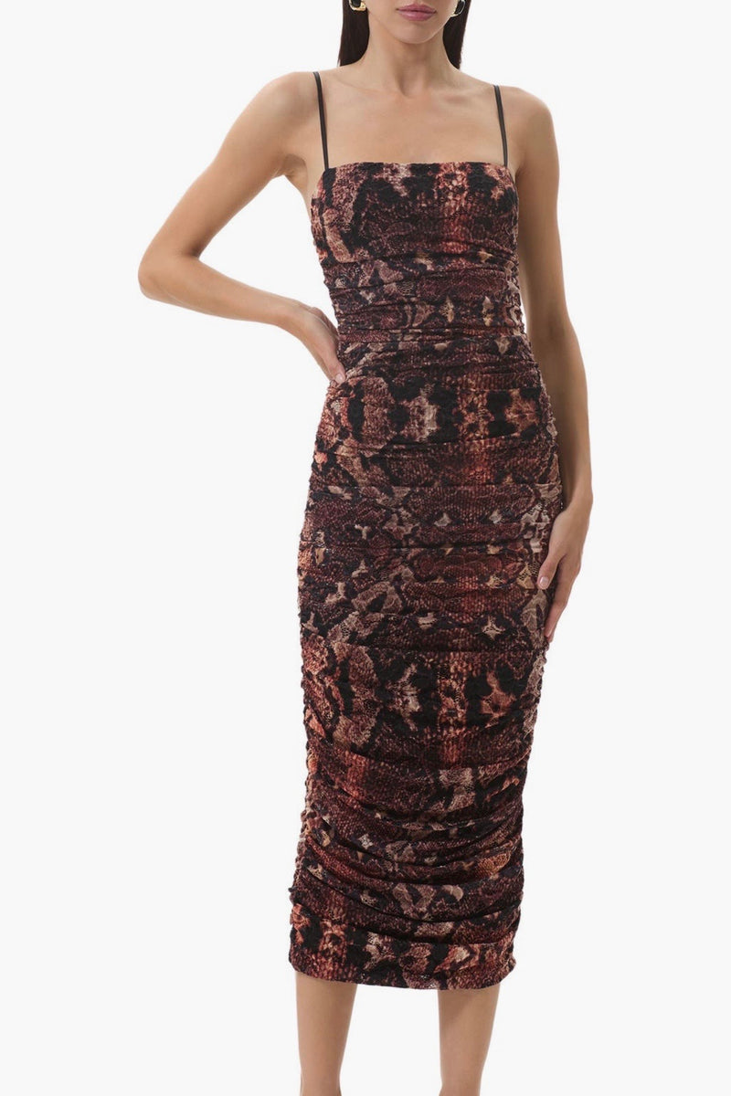 AFRM Hazel Crochet Lace Dress in Scattered Snake