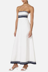 LUSANA Etta Embroidered Maxi Poplin Dress