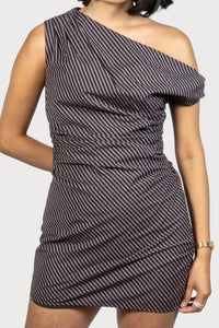 Demi Striped Asymmetrical Mini Dress