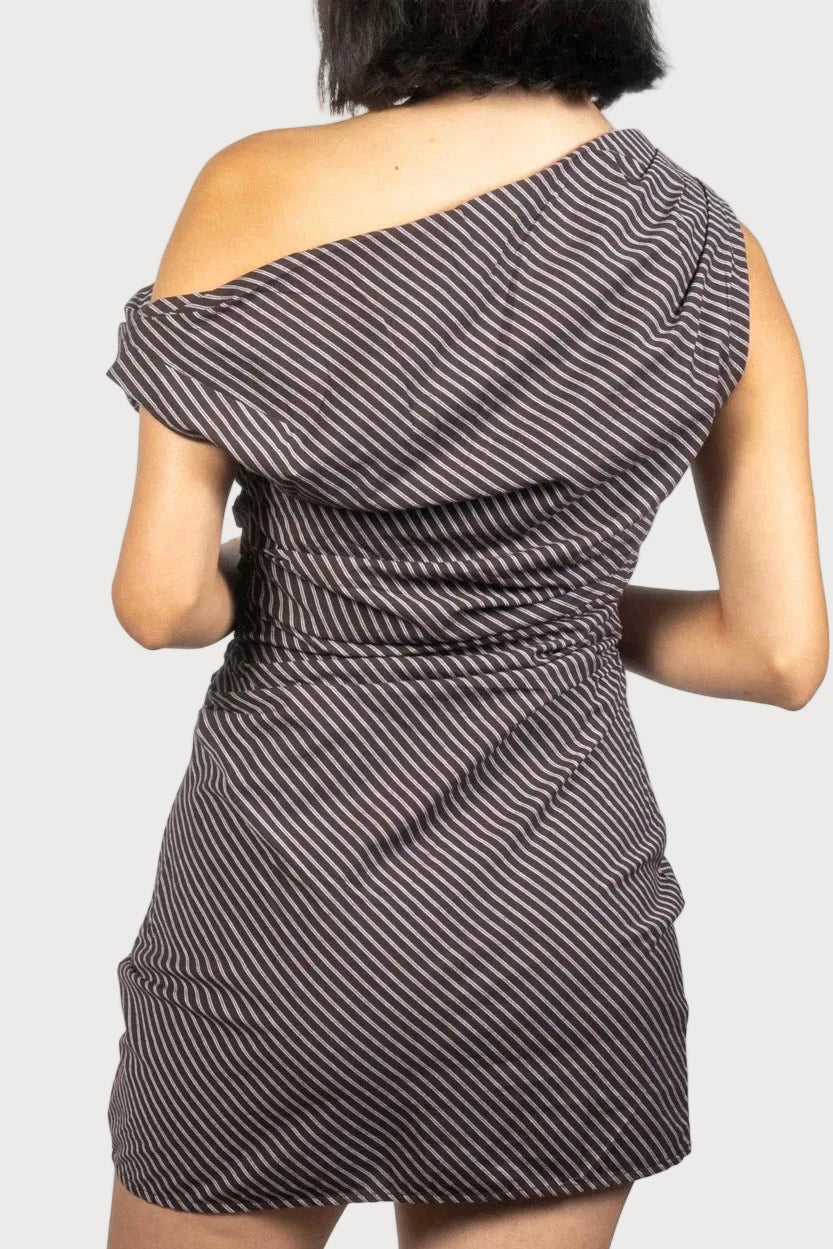 Demi Striped Asymmetrical Mini Dress