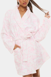 Love Shack Fancy Indie Cotton Bath Robe in Pink Bonnet