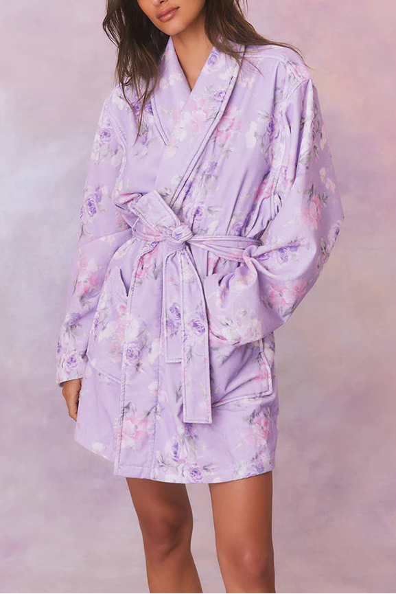 Love Shack Fancy Indie Cotton Bath Robe in Hibiscus