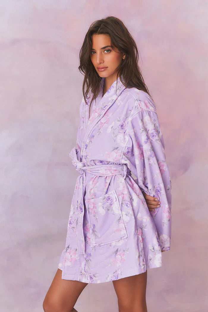 Love Shack Fancy Indie Cotton Bath Robe in Hibiscus