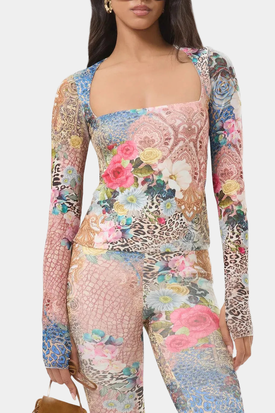 AFRM Ines Top in Iris Patchwork