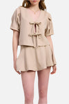 Jacquie The Label Josie Bow Top & Mini Skirt Set