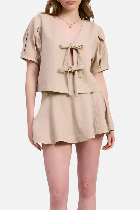 Jacquie The Label Josie Bow Top & Mini Skirt Set