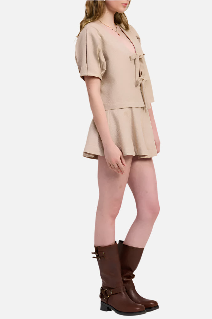 Jacquie The Label Josie Bow Top & Mini Skirt Set