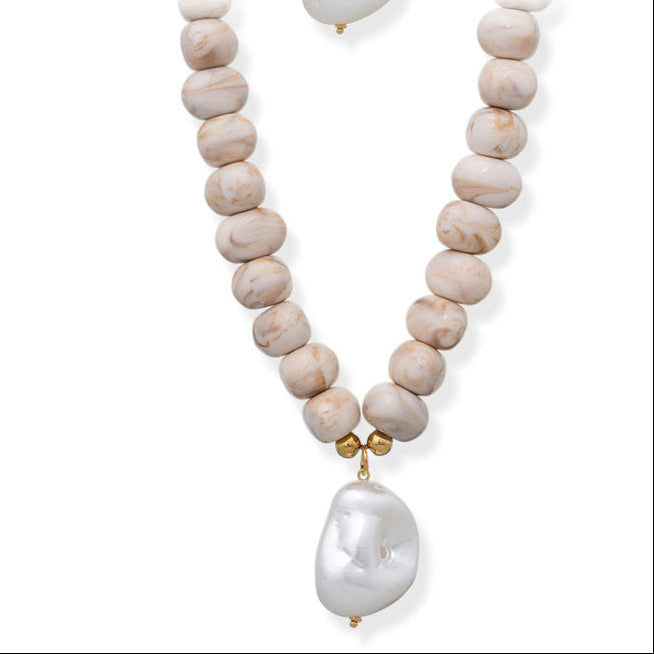 BRACHA Cora Pebble Necklace in Cream