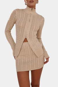 Runaway The Label Katarina Long Sleeve Knit Top & Mini Skirt Set