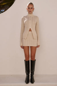 Runaway The Label Katarina Long Sleeve Knit Top & Mini Skirt Set