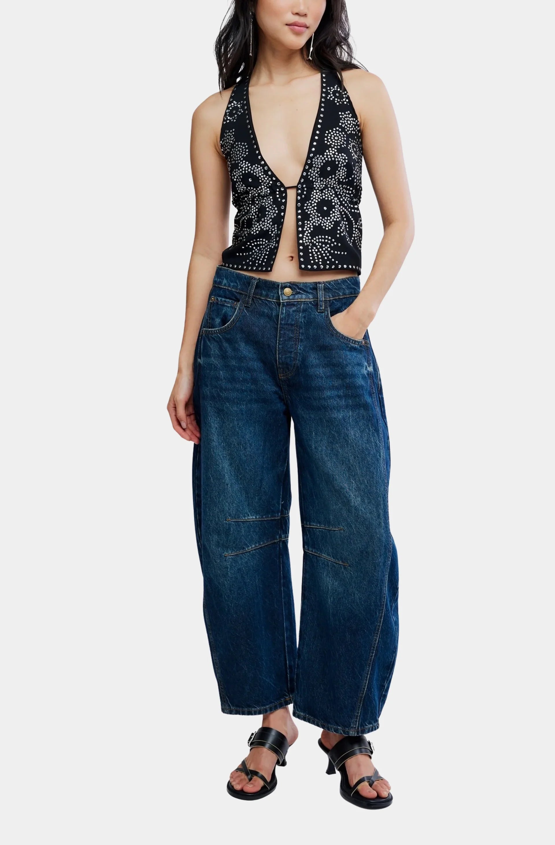 Free People Kenzie Studded Halter Top