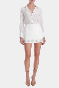 Karina Grimaldi Kairos Embroidered Mini Skirt