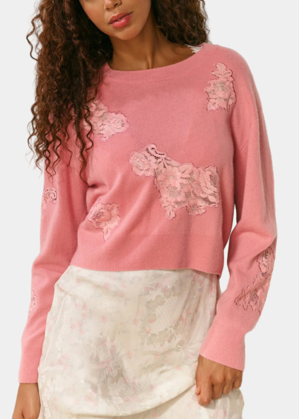 Love Shack Fancy Lazuli Cashmere Lace Sweater