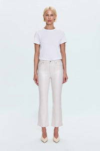 Pistola Lennon High Rise Crop Boot Coated Pants in Ivory Luster