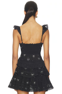 Love Shack Fancy Bow Embellished Ruffle Mini Skirt