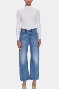 Pistola Lexi Mid Rise Bowed Straight Jeans in Metropolis