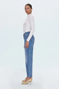 Pistola Lexi Mid Rise Bowed Straight Jeans in Metropolis