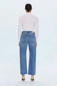 Pistola Lexi Mid Rise Bowed Straight Jeans in Metropolis