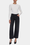 Pistola Lexi Mid Rise Bowed Straight Jeans in Silver Screen