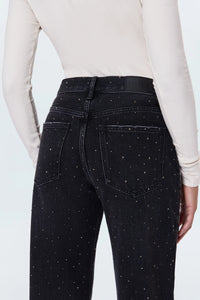 Pistola Lexi Mid Rise Bowed Straight Jeans in Silver Screen