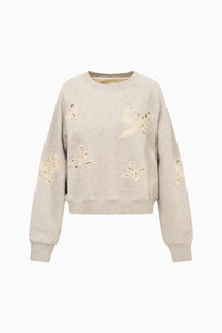 Love Shack Fancy Linetta Lace Bow Pullover