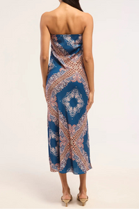 MISA Thara Dress in Sapphire Tapis Satin