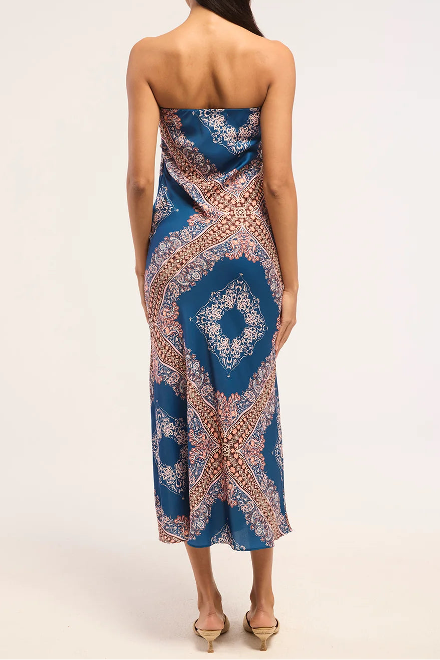 MISA Thara Dress in Sapphire Tapis Satin
