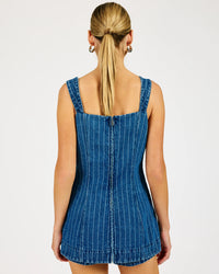 Line & Dot Monah Striped Denim Romper