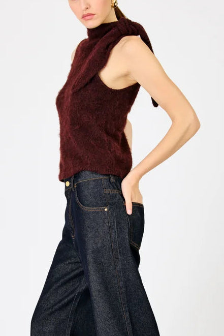 Line & Dot Belden Scarf Collared Knit Top